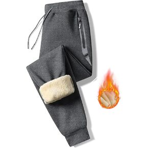 STICKON Mens Winter Warm Fleece Pants Sherpa Lined Sweatpants with Pockets