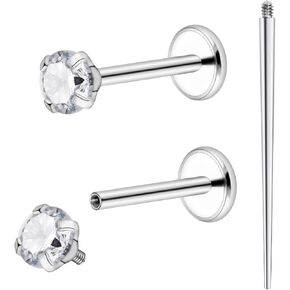 Lcolyoli 20g 18g Titanium Internally Threaded Clear CZ Stud Piercing Jewelry for Nose/Tragus/Cartilage/Conch/Helix - Nose Rings Studs Lip Rings Tragus Piercing Jewelry Cartilage Earring for Women Men in Kuwait