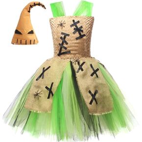 IMEKIS Toddler Kids Girl Halloween Ghost Costume Tutu Dress with Hat Party Cosplay Outfit Photo Shoot Outfit 2-12T