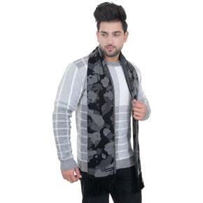 Men's Winter Scarf Warm Long Soft Scarf Plaid Tassel Soft Thick Cold Weather Scarves For Men (Cloud Design)