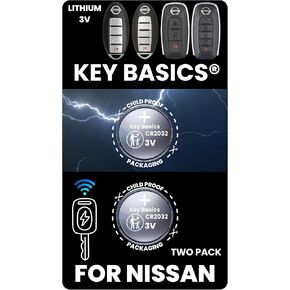 Key Fob Replacement Batteries for Nissan (Altima Armada Frontier Juke Kicks Leaf Maxima Murano Pathfinder Quest Rogue Sentra Titan Versa) Smart Remote (Pack of 2) (Check Fitment Guide)
