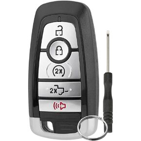 5 Button Car Key fob fits for Ford for 2017-2020 F-Series/F-150/ F-150 Raptor/ F-250/F-350/ F-450/2017 - 2020 F-550 Remote Control Car Key FCCID M3N-A2C93142600 with Keyring and Screwdriver