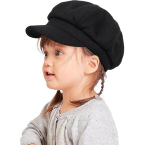 Kids Girls Wool Beret Newsboy Cap - Classic Cabbie Hat French Beret Pageboy Hat for Toddler Boys 4 to 8 Years
