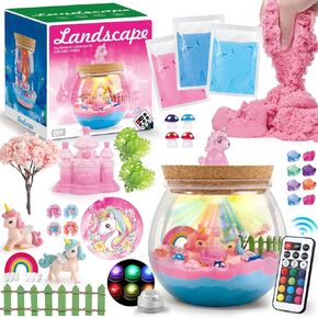 Unicorn Gifts for Girls - Unicorn Terrarium Kits for Kids, Unicorn Craft Toys for Girls Age 6-8, DIY Light Up Unicorn Gifts for Girls 6 7 8 Year Old Christmas Birthday Gifts