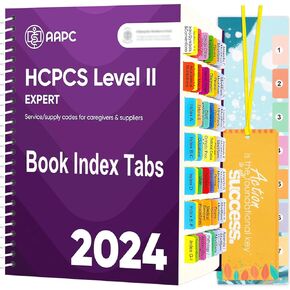 Index Tabs for AAPC Version 2024 HCPCS Level II Expert, 72 Color Coded Laminated Tabs, 63 Important HCPCS Code Book Guidelines Tabs with 9 Blank Tabs, Alignment Card,Bookmarker (Book not Included)