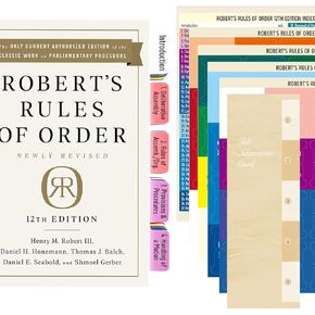 Tabs for Robert's Rules of Order 12th Edition Robert's - Laminated, Color-Coded Index Tabs with Extra Blank Tabs (Book Not Included)