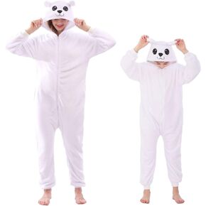 Flannel Animal Onesie Costume One Piece Kids Adults Cosplay for Halloween Easter Boys Girls Womens Polar Bear