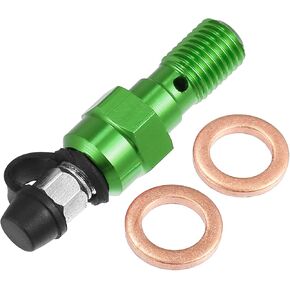 X AUTOHAUX 1 Set Motorcycle Brake Master Cylinder Caliper M10x1.25 Bleeder Screw Bleeder Bolt Kit Nipple Dust Cap Green