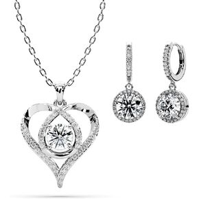 Infinity Heart Moissanite Necklace Halo Drop Earrings Petite Set