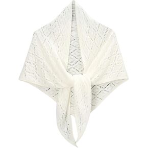 Verdusa Women's Hollow Out Tie Front Knitted Scarf Shawl Wraps for Evening Dresses Elegant Poncho Sweater