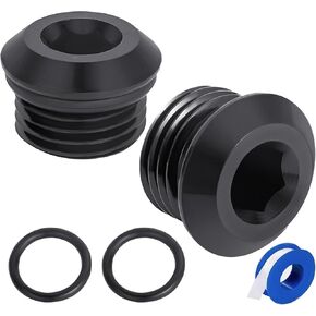 6AN 6 ORB O-ring Seal Boss Socket Port Plug Block Off Fitting Adapter Aluminum Black（2PCS）