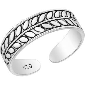 AeraVida Peaceful Olive Branch Leaf Wrap Band .925 Sterling Silver Toe Ring or Pinky Ring | Minimalist Toe or Pinky Ring | Adjustable Sterling Silver Toe Ring for Women