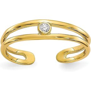 IceCarats 10K Solid Yellow Gold Cubic Zirconia CZ Adjustable Toe Ring Open Midi Band Summer Beach Jewelry