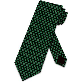 Three Rooker St Patricks Day Ties Mens Four Leaf Clover Necktie Shamrock Tie