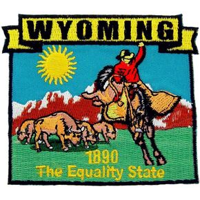 Wyoming State Shaped Map Embroidered Patch, with Iron-On Adhesive