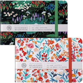 Dispowreath 2 Pcs Watercolor Sketchbooks 3.5x5.5'' Portable Watercolor Journal 20 Sheets/40 Pages 140lb/300gsm Textured Drawing Papers Travel Notebook for Painting Sketching Artist Painters Supplies