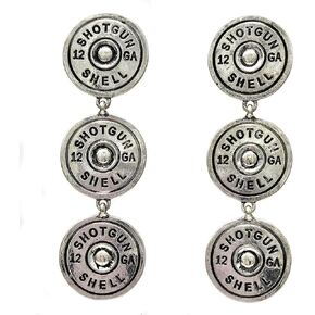 Western Shotgun Shell Drop Earrings Boho Western Bullet Silver Burnish