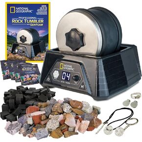 National Geographic Professional Rock Tumbler Kit – Extra Large 2 Lb. Barrel with 3-Speed Motor & 9-Day Timer – Geology DIY Kits for Adults, Rock Collection Hobby, Great Educational STEM Science Kit