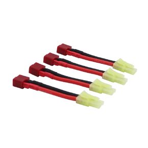 4pcs Compatible with Mini Tamiya Male to Female T-Plug Style Adapter with 5cm 2in 14awg Wire(B145-4)