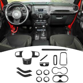 for Wrangler JK Interior Trim Kit Carbon Fiber for Jeep Wrangler JK JKU 2011-2017 2-Door Carbon Fiber Interior Accessories16pcs