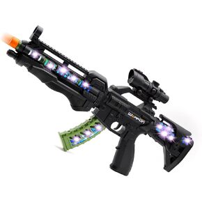 Zanktony Sound Light Toy Gun - مع عمل تلسكوبي فريد من نوعه - إضاءة رائعة وتأثيرات صوتية - صندوق هدايا قوي لهدية عيد الميلاد للأولاد والبنات من سن 3 سنوات فما فوق (البطاريات غير متضمنة)