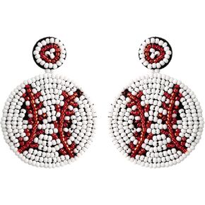 World Cup Beaded Handmade Cute Baseball Basketball Softball Soccer Drop Dangle Colorful Earrings Fun Play Ball Game Sport Party Favor Jewelry for Women