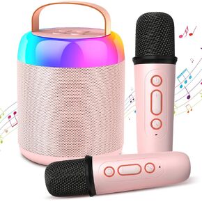 Mini Karaoke Machine for Kids Adults with 2 Microphones, Portable Bluetooth Speaker Kids Karaoke Machines for Girls with LED Party Lights, Karaoke Toys Birthday Gifts for Girls and Boys (Pink) in Saudi Arabia