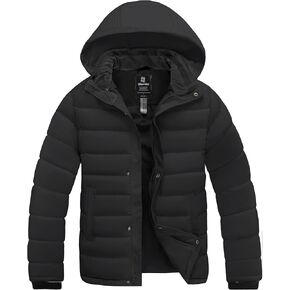 wantdo Men's Quilted Puffer Jacket Hooded Thicken Coat Warm Winter Coat Outwear