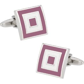 Cuff-Daddy Pink Bullseye Cufflinks with Presentation Gift Box - Pink and White Cufflinks for Men
