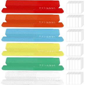 60pcs Folder Tabs & 120 Inserts, Multicolour Plastic File Folder Labels with Paper Inserts Hanging File Folder Tabs for Organize & Distinguish Hanging Files