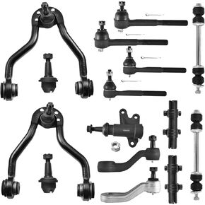 ASTARPRO 15pcs Suspension Kit Front Upper Control Arms and Lower Ball Joints/Tie Rod End Inner and Outer Sleeve/Sway Bar/Pitman and Idler arm/Compatible with 95-2000 GMC Chevy Tahoe Yukon K1500 K2500