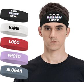 Custom Sport Headbands for Men Women Personalized Sweatbands with Your Text Name Logo Photo Customized Bandana for Gym, Cycling, Running, Basketball, Football Accessories, Multicolor