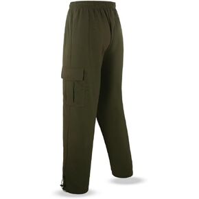 Mens Fleece Cargo Sweatpants Multi-Pocket Loose Casual M-5XL Tall and Big Size