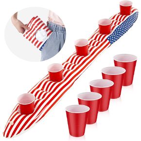 Inflatable Shot Ski Holder Party Board Retro Shot Board Set with Shot Glasses for Vacations Celebrations and Party