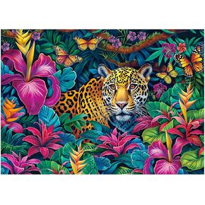 BenBen Puzzles for Adults 1000 Pieces, Jigsaw Puzzles with Letters on Back, Jungle Leopard, Challenging Puzzle for Game Night Home Décor (27.5" x 19.7")