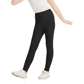 Girls' Basic Soft Leggings Kids Full Length Tights Cotton Stretchy Pants for Toddler to Youth 3-12 Years
