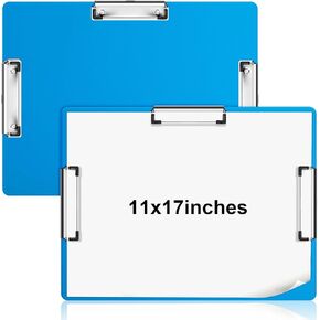 Tenceur 4 Pcs 11x17 Clipboard Three Clip Extra Large Clipboard Horizontal Drawing Clipboard 11 x 17 Inch Blue Art Clipboard Sketching Landscape Clipboard for School Office Students Teachers Supplies