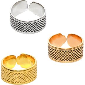 Lilaly 3 Pcs Thimble Metal Sewing Thimble Thimbles for Hand Sewing Sewing Finger Protector Sewing DIY Tool