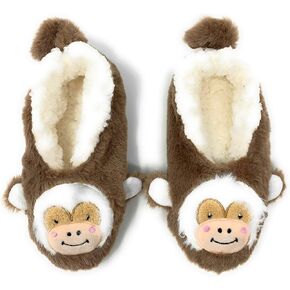 Kids Novelty Cute Plush Animal Slippers, Funny Fluffy Non-Slip House Shoes for Girls & Boys, Size 1-4
