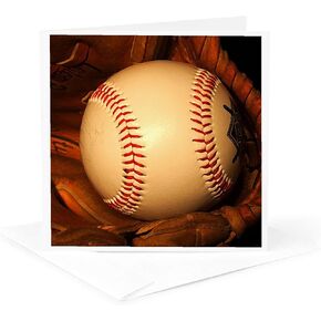 3dRose Baseball - Greeting Cards, 6 x 6 inches, set of 12 (gc_4387_2)