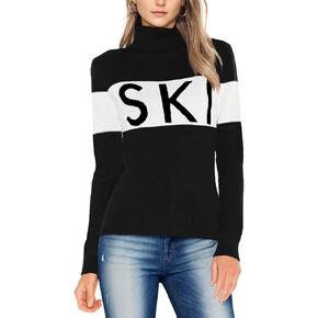 Women Turtleneck Sweaters Long Sleeve Colorblock Tops Winter Skiing Sweater Shirts Fashion Winter Outfits