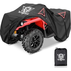 XYZCTEM Premium ATV Cover,Outdoor Protection Against Water, UV, Wind. Quad Cover for Can-am,Suzuki,Kawasaki, Honda, Yamaha, Polaris,and More.4 Wheeler Accessories with Thickened Straps(Black,82" L)