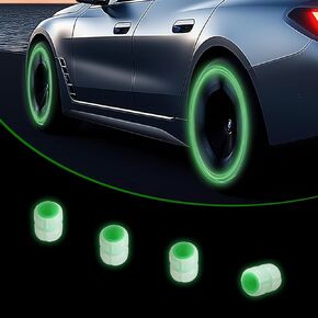 Glow Tire Valve Stem Caps, 4 Pack, Universal Glowing Car Valve Stem Caps for Cars, SUVs, Trucks, Motorcycles, Bicycles (Pink)