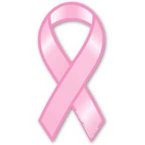 Breast Cancer Plain Pink Ribbon Magnet is 8" x 3.875" Made for Vehicles and Refrigerators