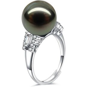 Gifts for Women-Tahitian Black-Pearl-Ring-Gift for Wife Wedding Birthday Anniversary-Mom Girlfriend Her Mothers Day Valentines Day Christmas Fine Jewelry