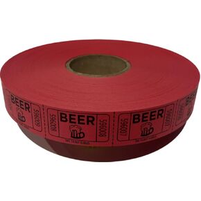 The Ticket Gurus-roll of 2000 Red Beer Tickets Single Roll Consecutively Numbered Raffle Tickets