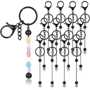 12 Pcs Beadable Keychain Bars Metal Beaded Keychain Blank Keychain Strips for DIY Keychain Pendant Jewelry Crafts