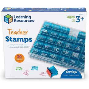 Learning Resources Jumbo Illustrated Teacher Stamps, Set of 30, Ages 3+, Messages Stamps for Homework School Classroom, Back to School Supplies,Teacher Supplies