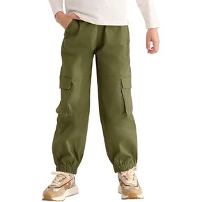 Haloumoning Boys Cargo Pants Kids Casual Elastic Waist Joggers Cotton Sweatpants 5-14 Years