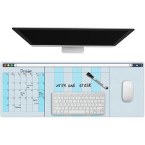 Rcidos Multi-Functional Desk Mat, Mouse Pad, File Folder, Calendar, Writing White Board, Dual-Sided Leather Desk Protector with Erasable Marker for Home School Office Using